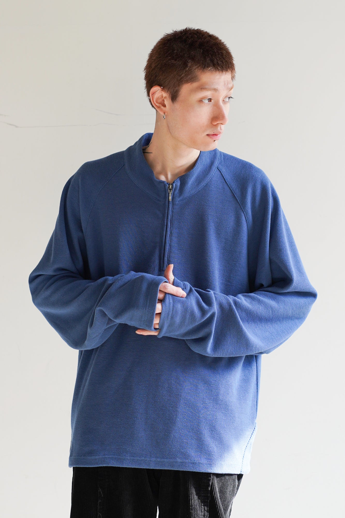 WAFFLE HALF ZIP LONG SLEEVE