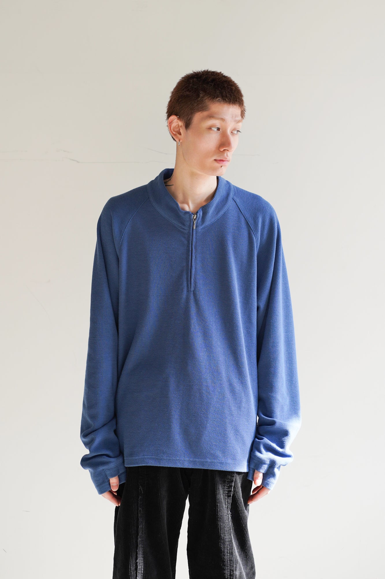 WAFFLE HALF ZIP LONG SLEEVE