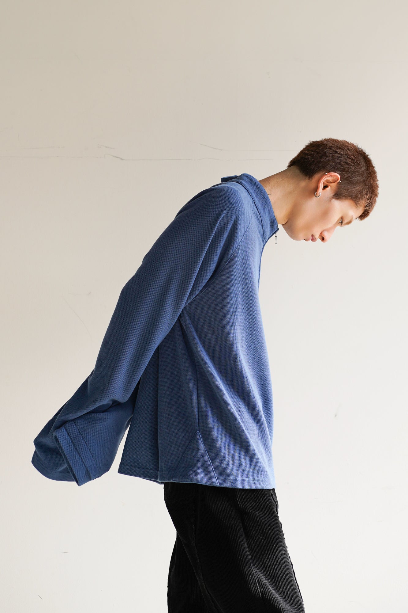 WAFFLE HALF ZIP LONG SLEEVE