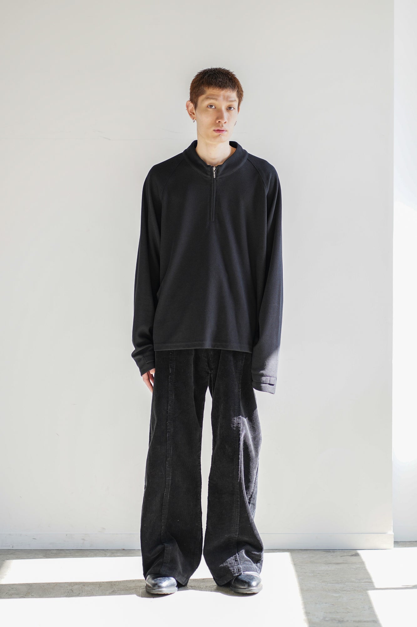 WAFFLE HALF ZIP LONG SLEEVE
