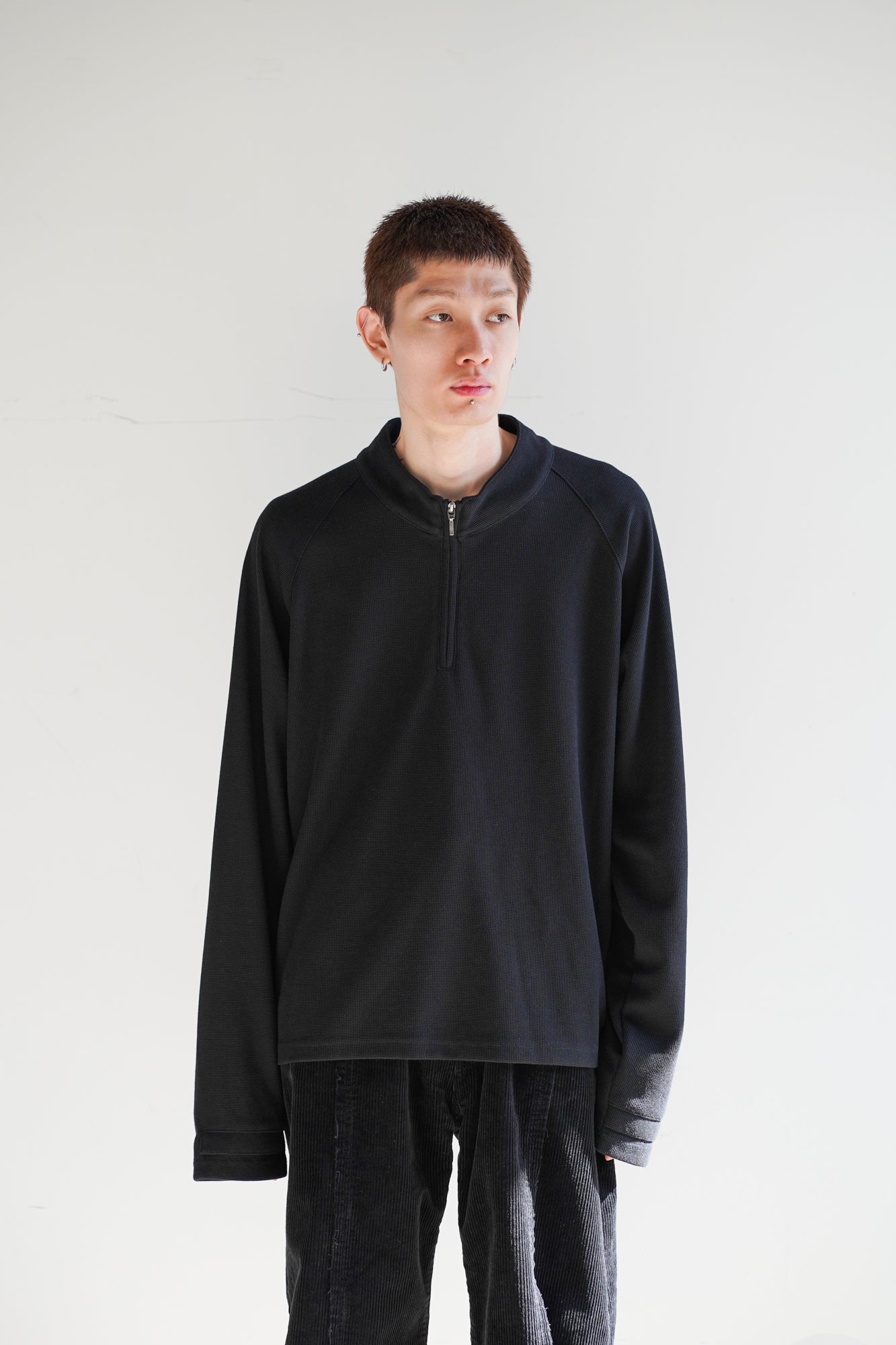 WAFFLE HALF ZIP LONG SLEEVE