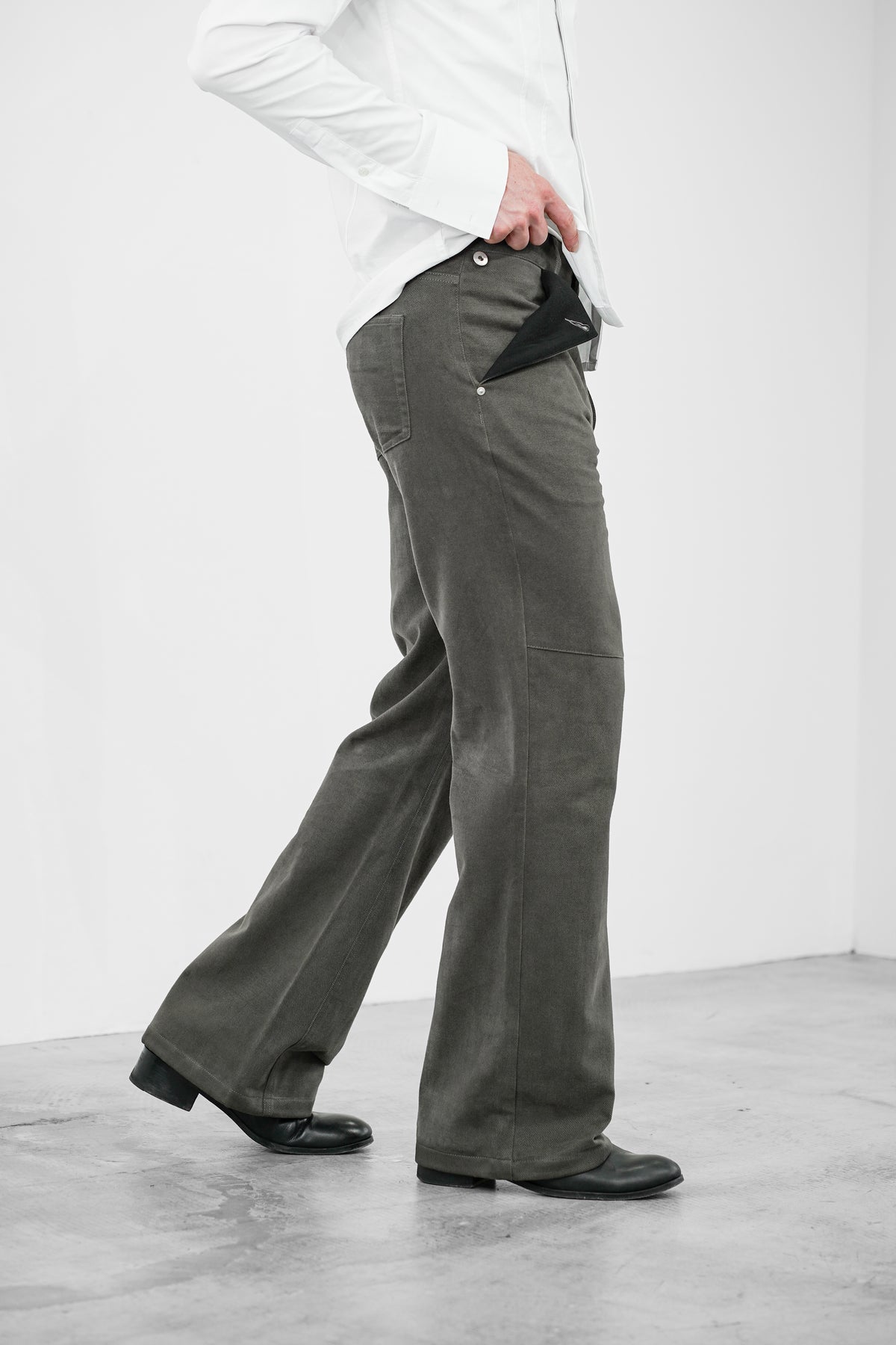 COTTON SUEDE BOOTCUT JEANS