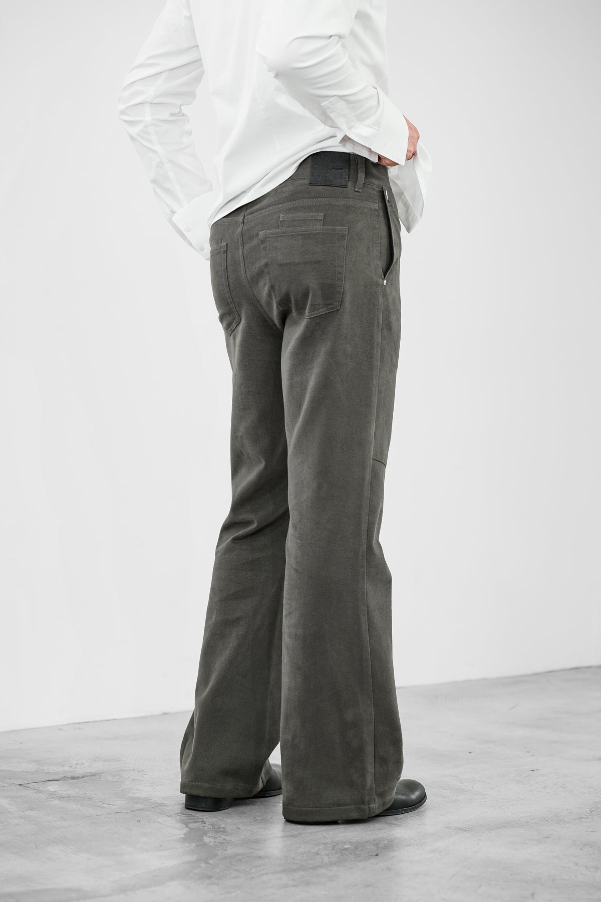 COTTON SUEDE BOOTCUT JEANS