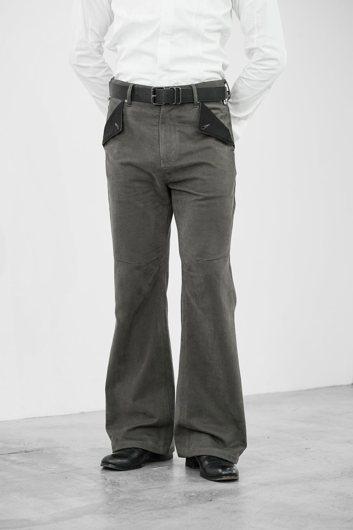COTTON SUEDE BOOTCUT JEANS