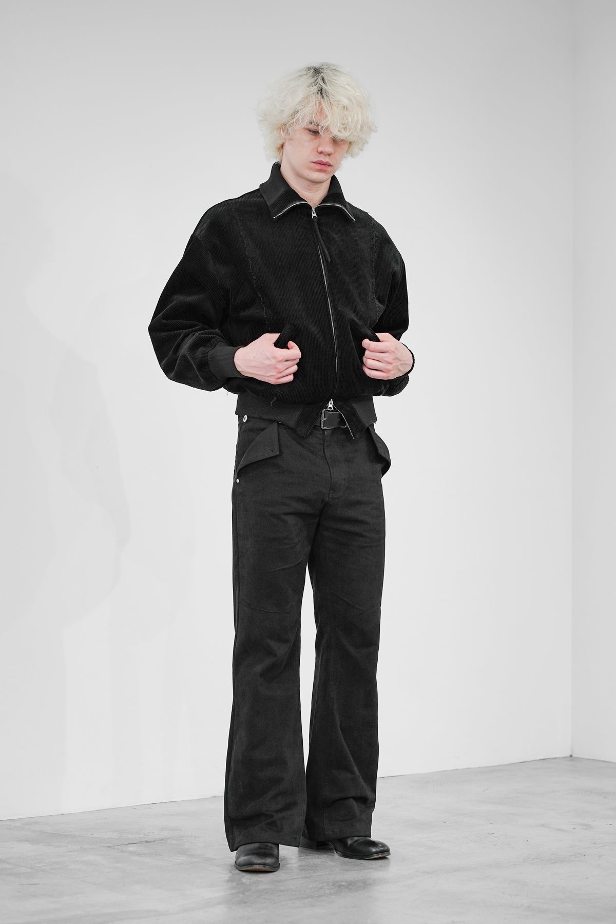 COTTON SUEDE BOOTCUT JEANS
