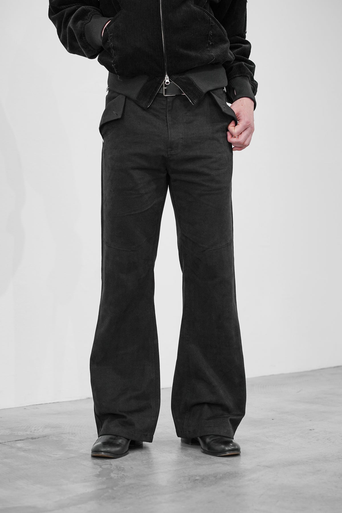COTTON SUEDE BOOTCUT JEANS