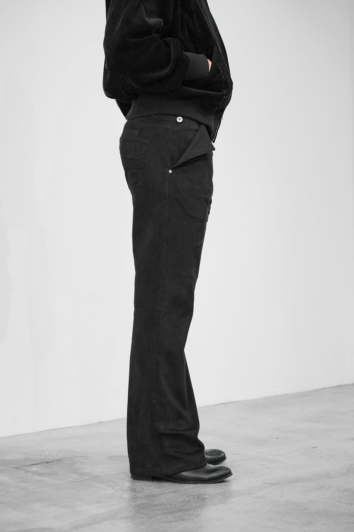 COTTON SUEDE BOOTCUT JEANS