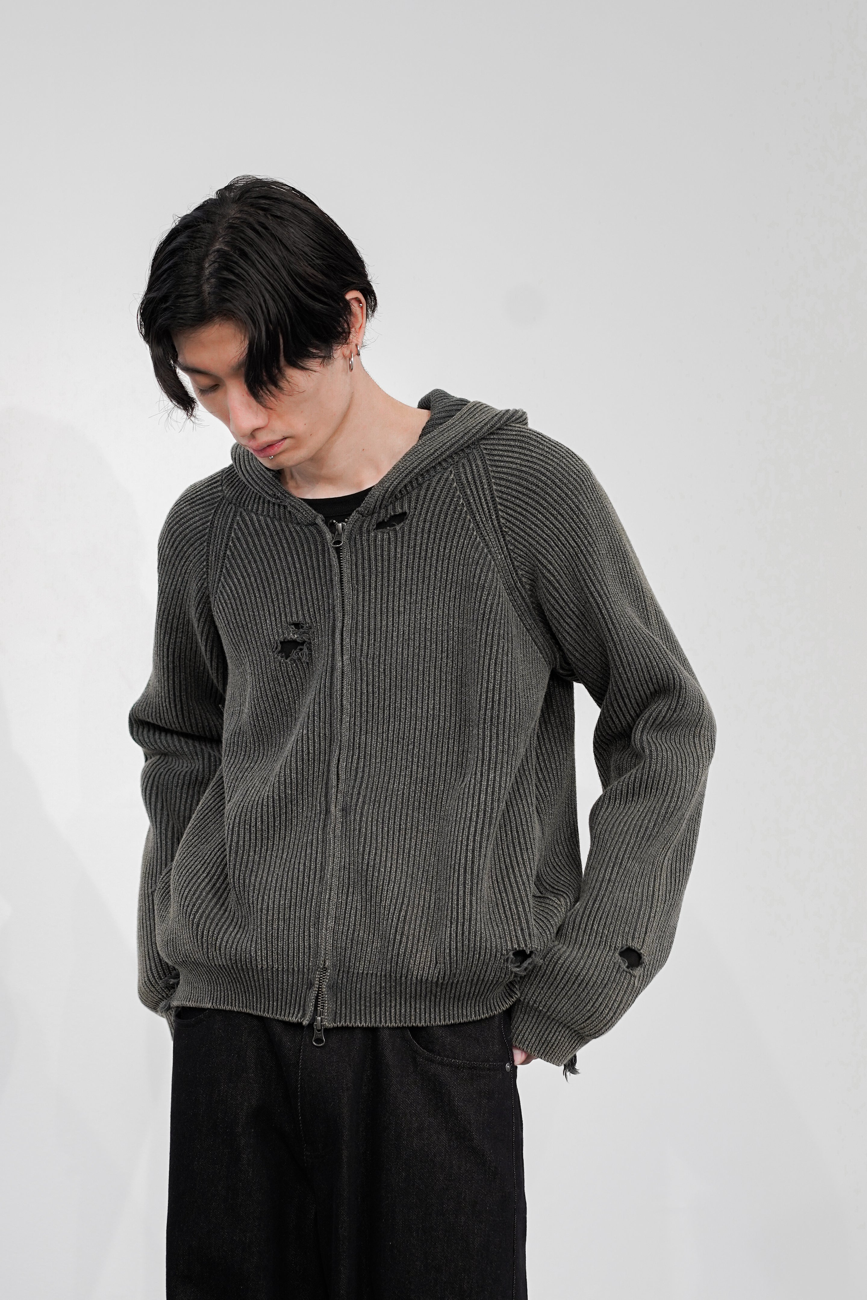 トップス OE-SELMENT MUTED AGE KNIT ZIP HOODIE MUTED AGE KNIT ZIP HOODIE – OE-SELMENT