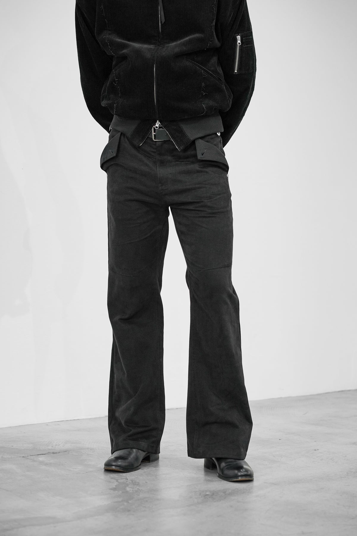 COTTON SUEDE BOOTCUT JEANS