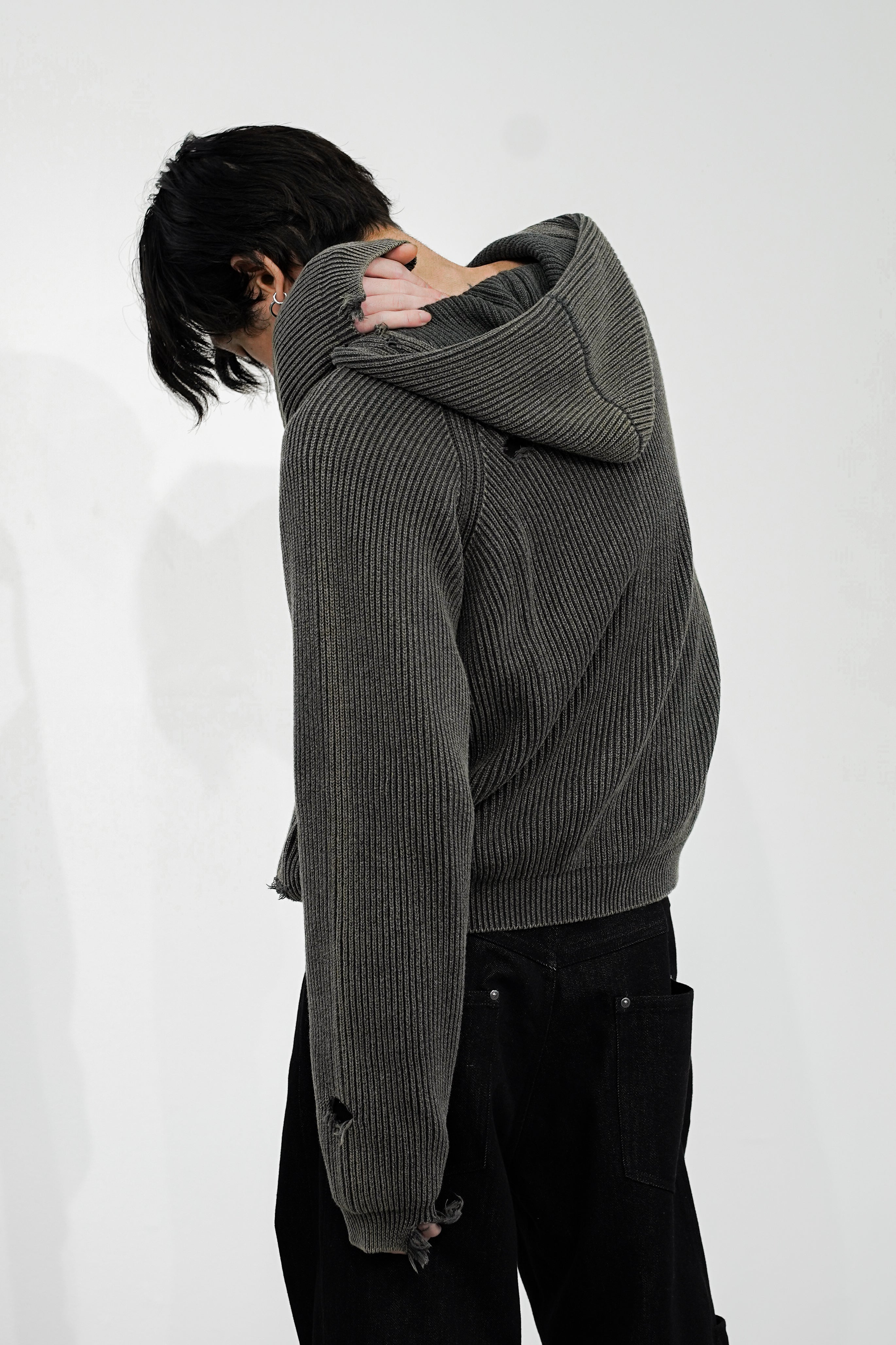 【着画あり】OE-SELMENT AGE KNIT ZIP HOODIE MUTED AGE KNIT ZIP HOODIE – OE-SELMENT