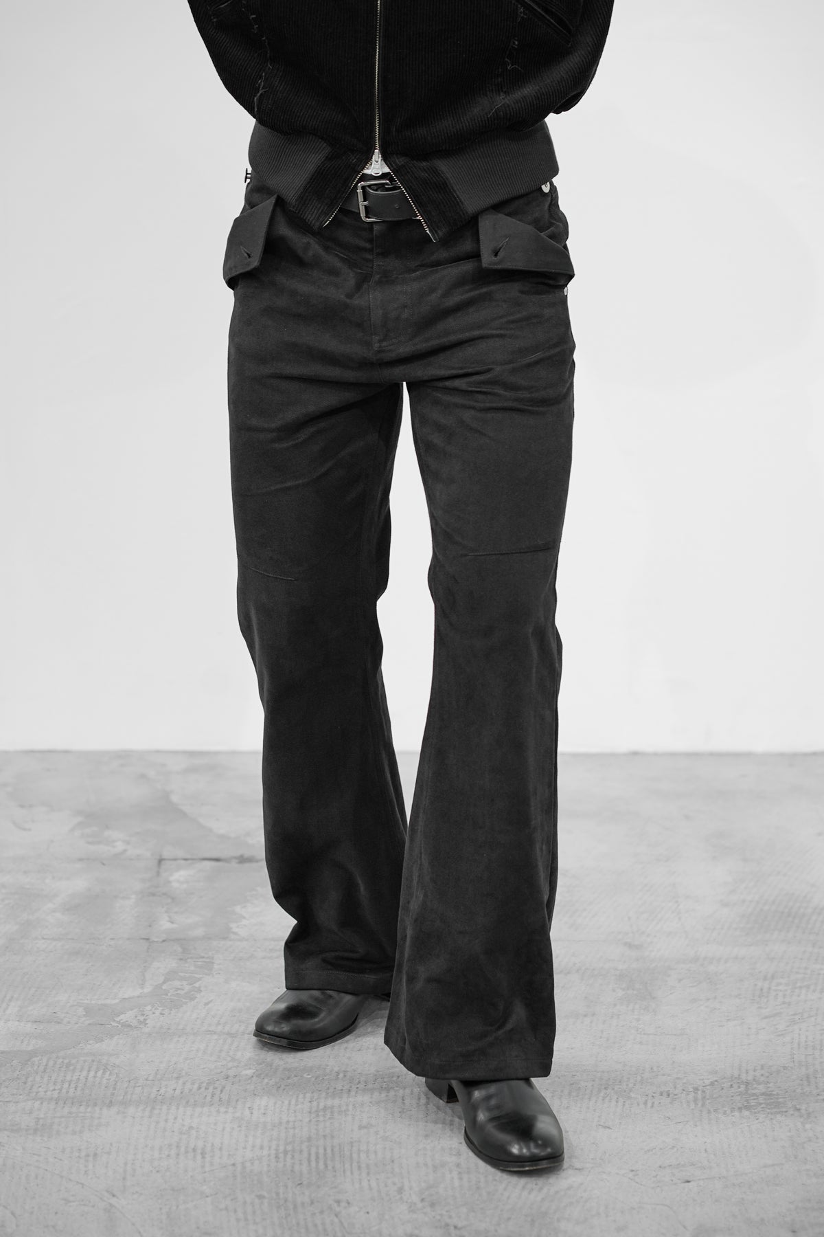 COTTON SUEDE BOOTCUT JEANS