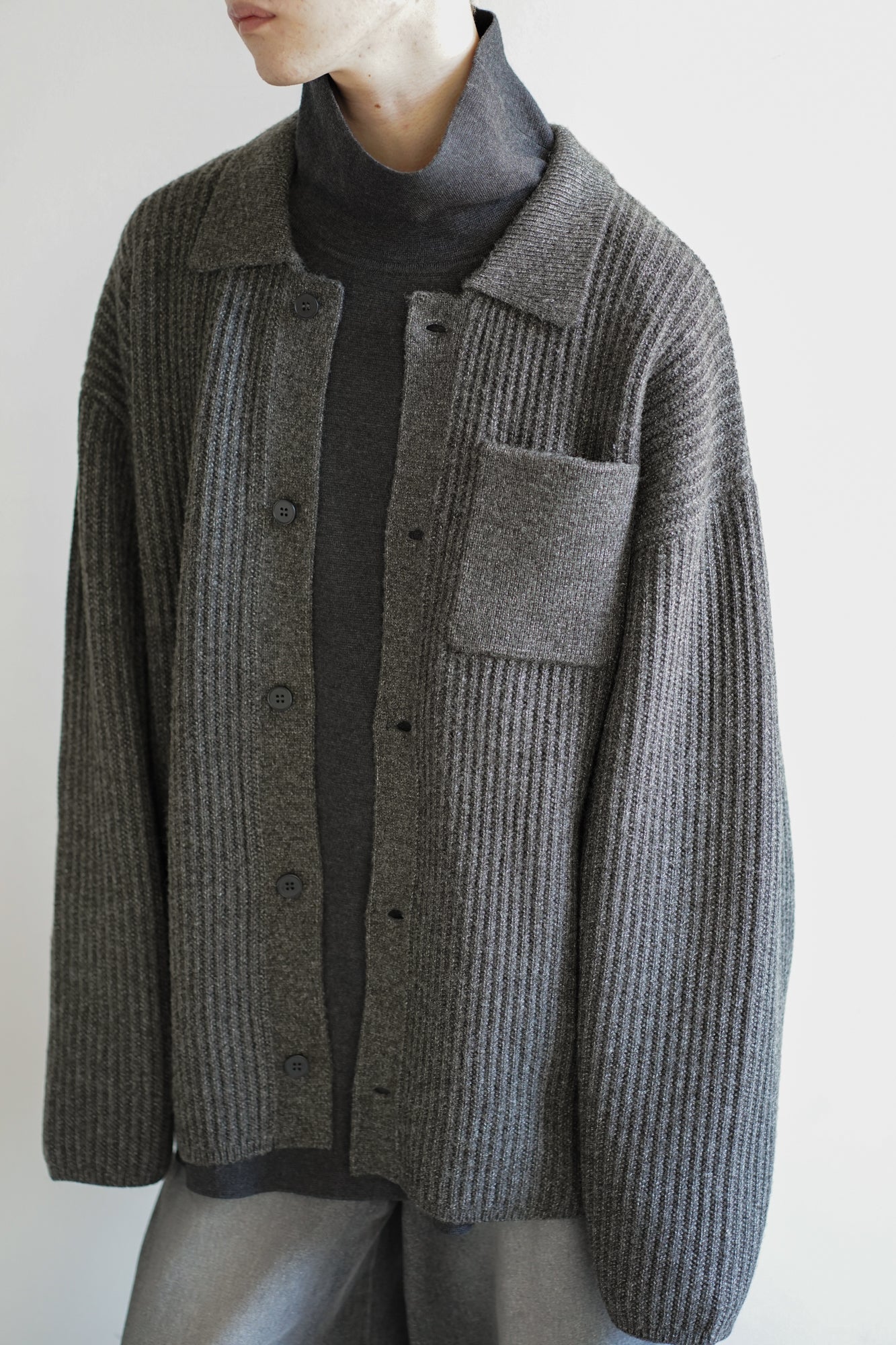 M-G OVER MELANGE KNIT SHIRT