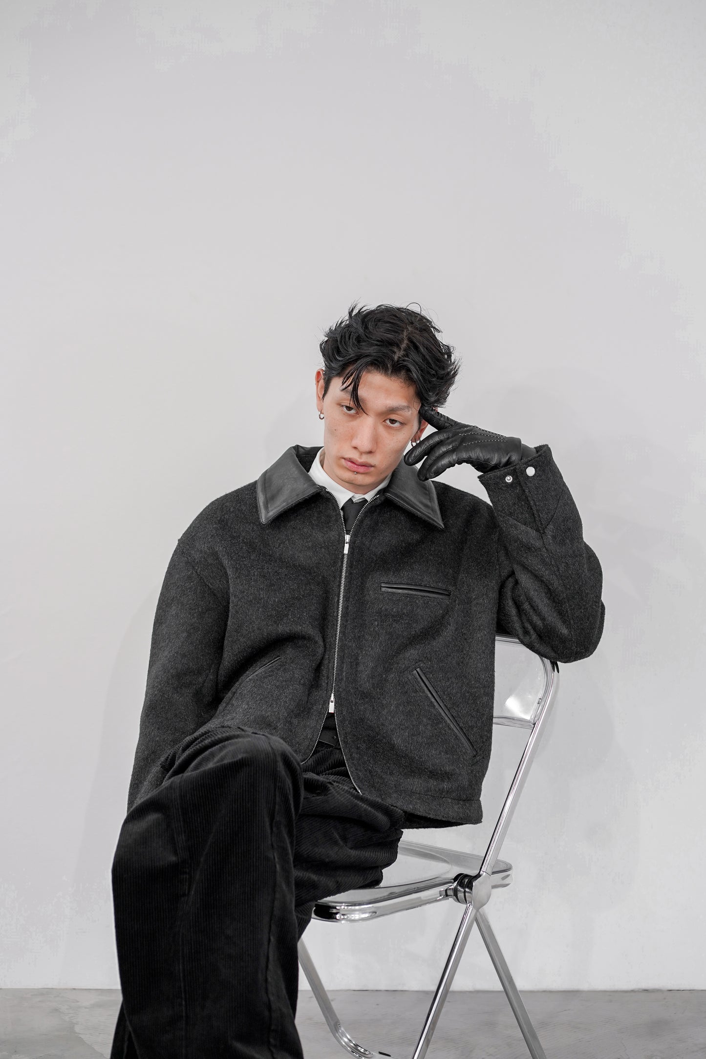 WOOL SHAGGY DUAL COLLAR DETROIT JACKET