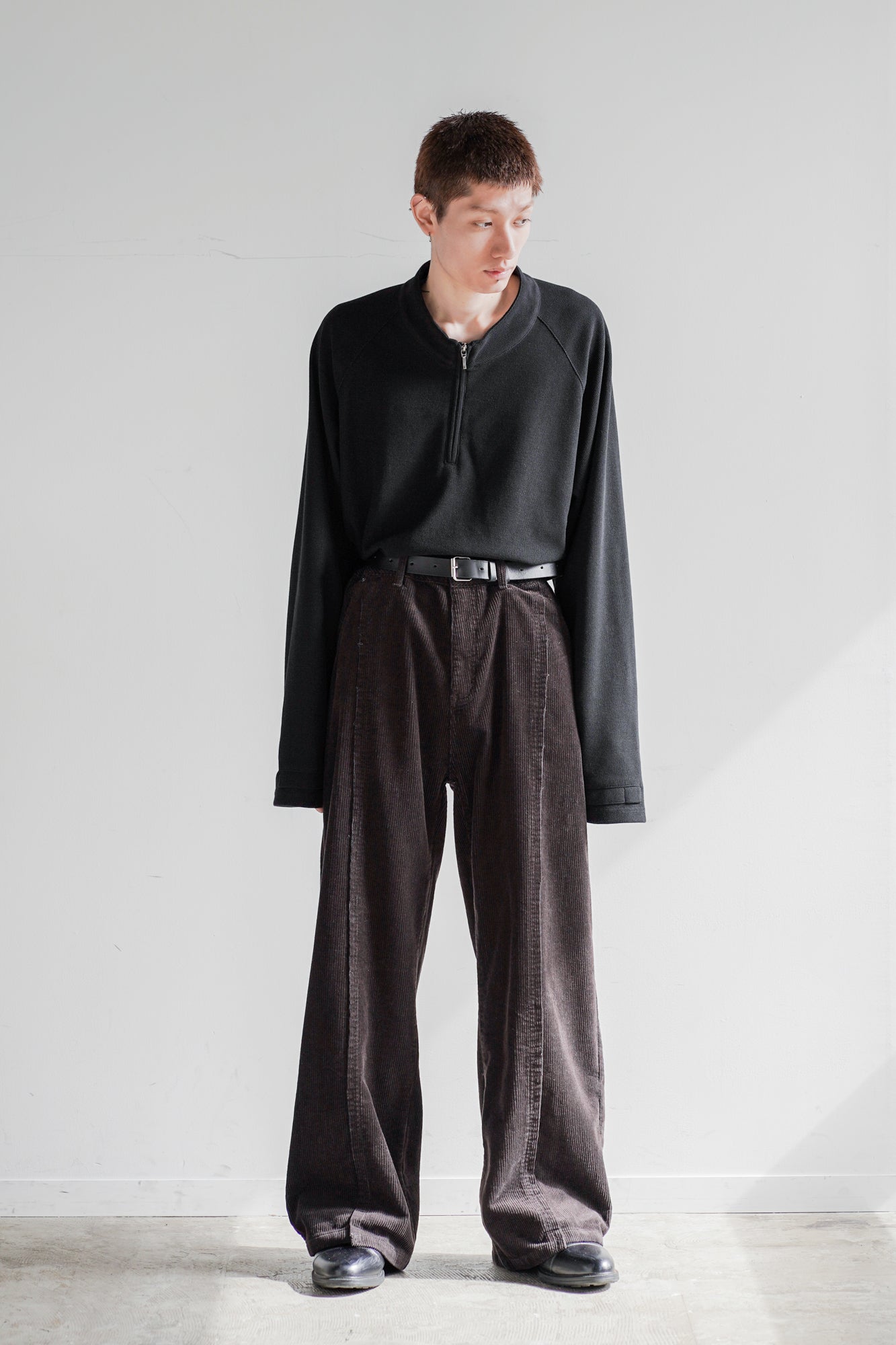 SIDE SHIFT CORDUROY WIDE PANTS