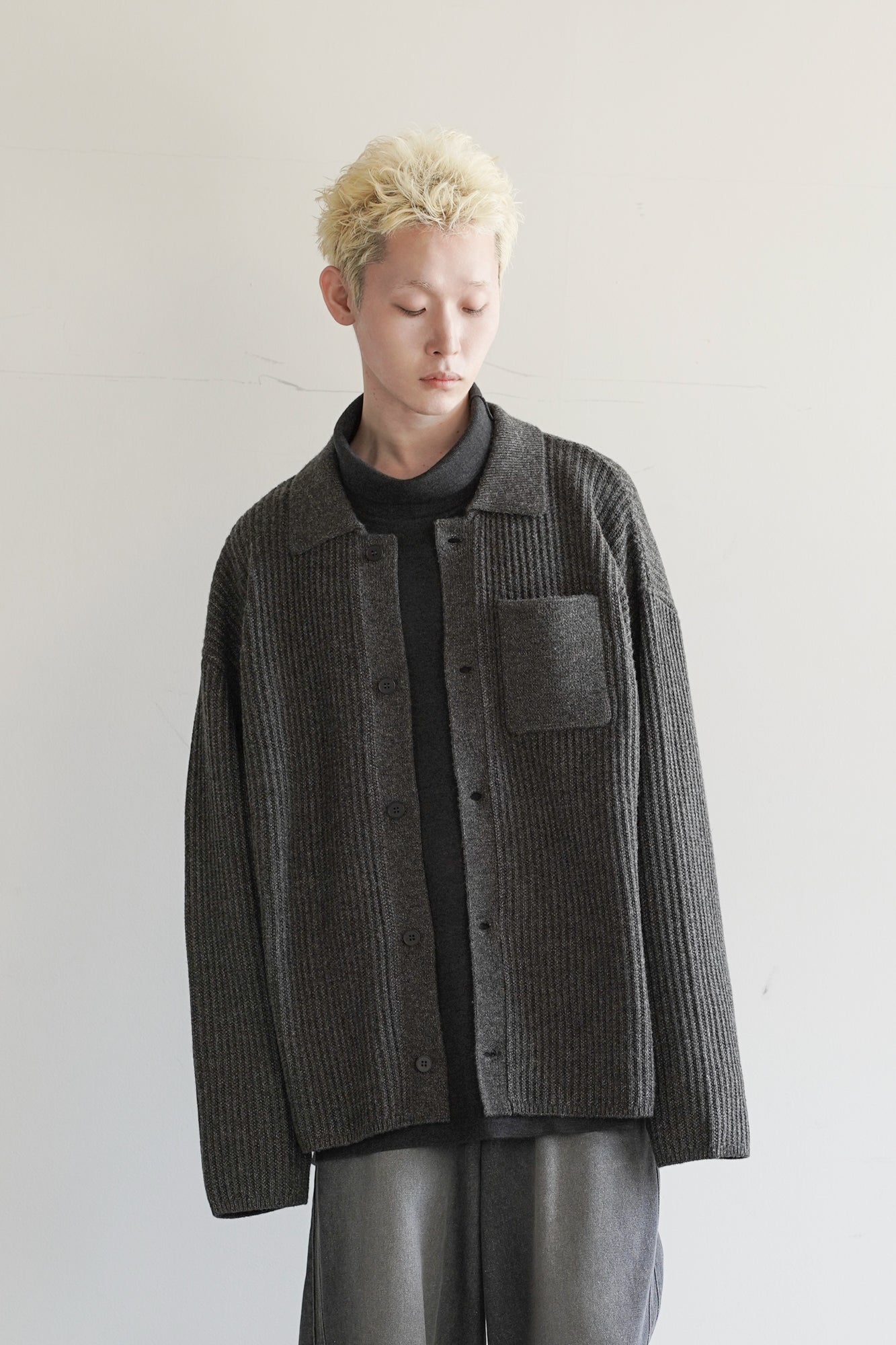 M-G OVER MELANGE KNIT SHIRT