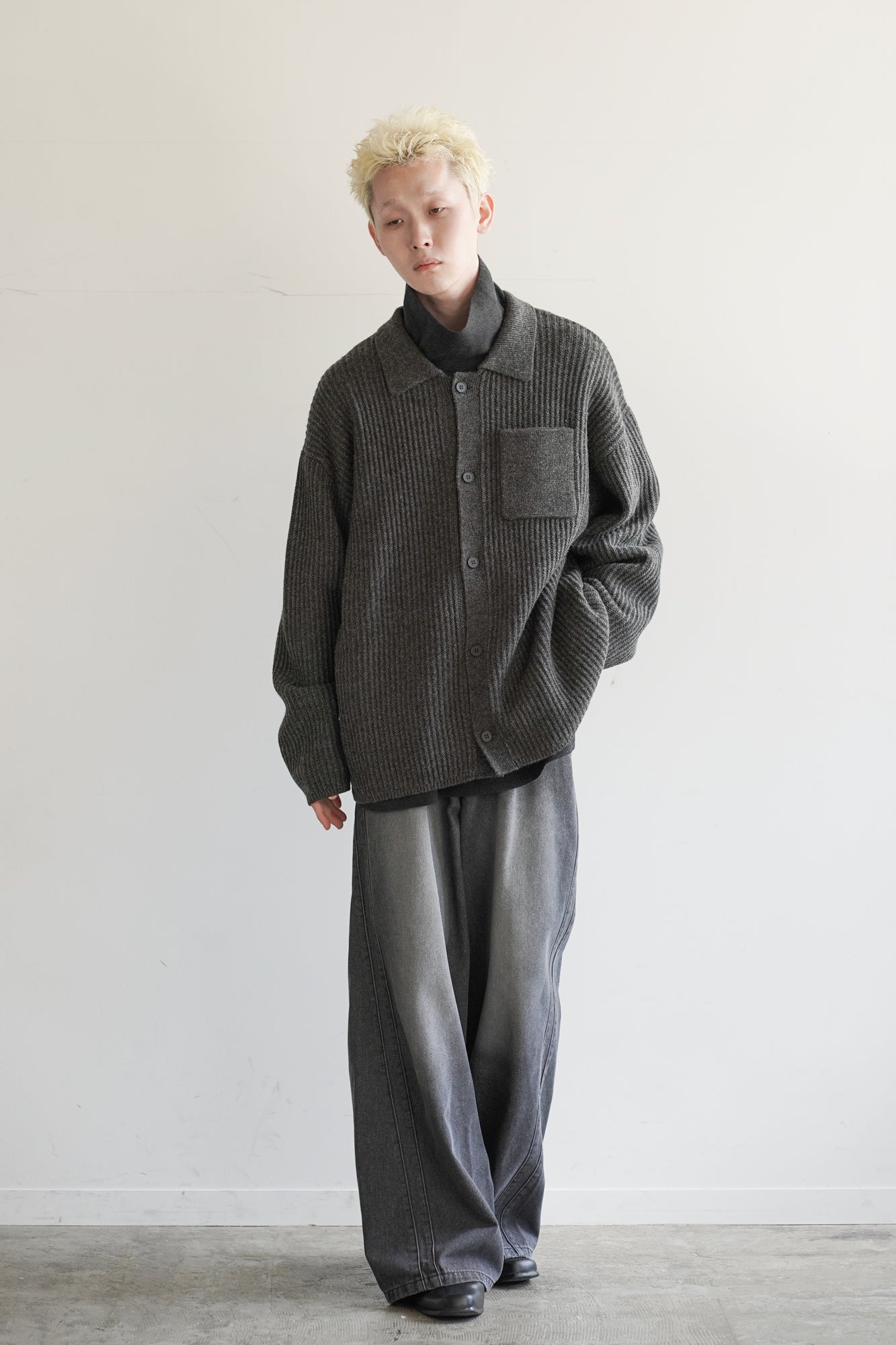 M-G OVER MELANGE KNIT SHIRT