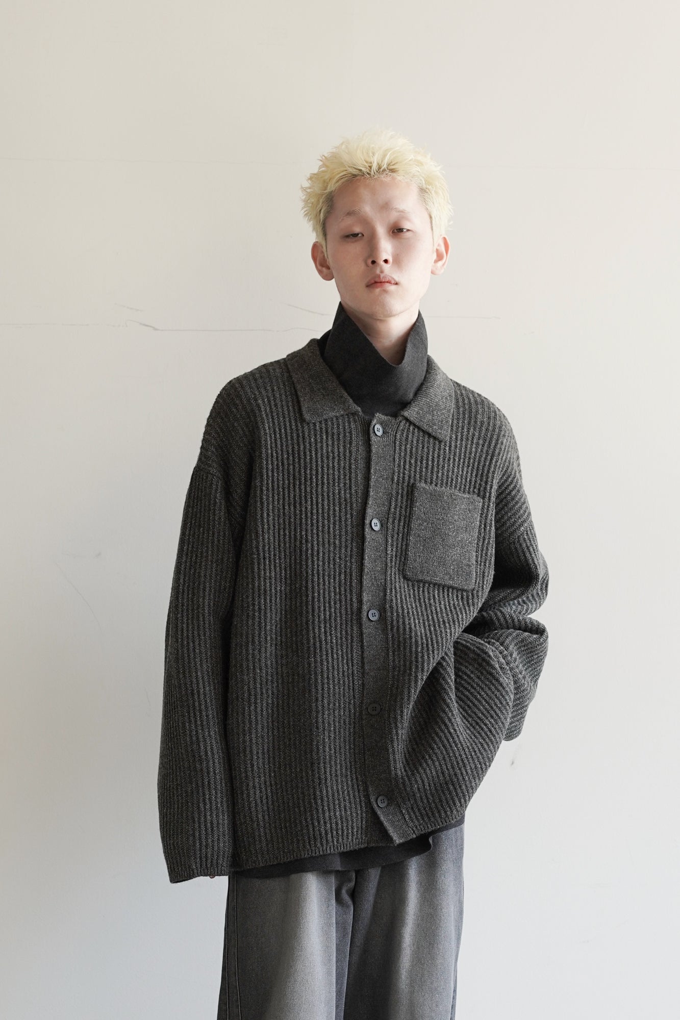 M-G OVER MELANGE KNIT SHIRT