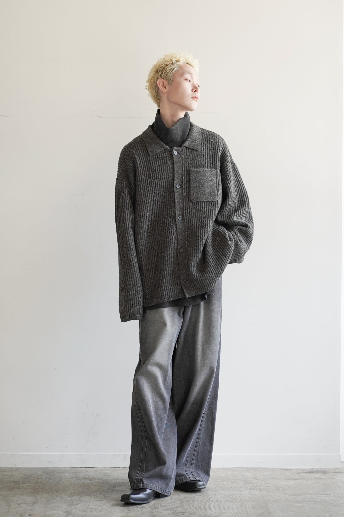 M-G OVER MELANGE KNIT SHIRT