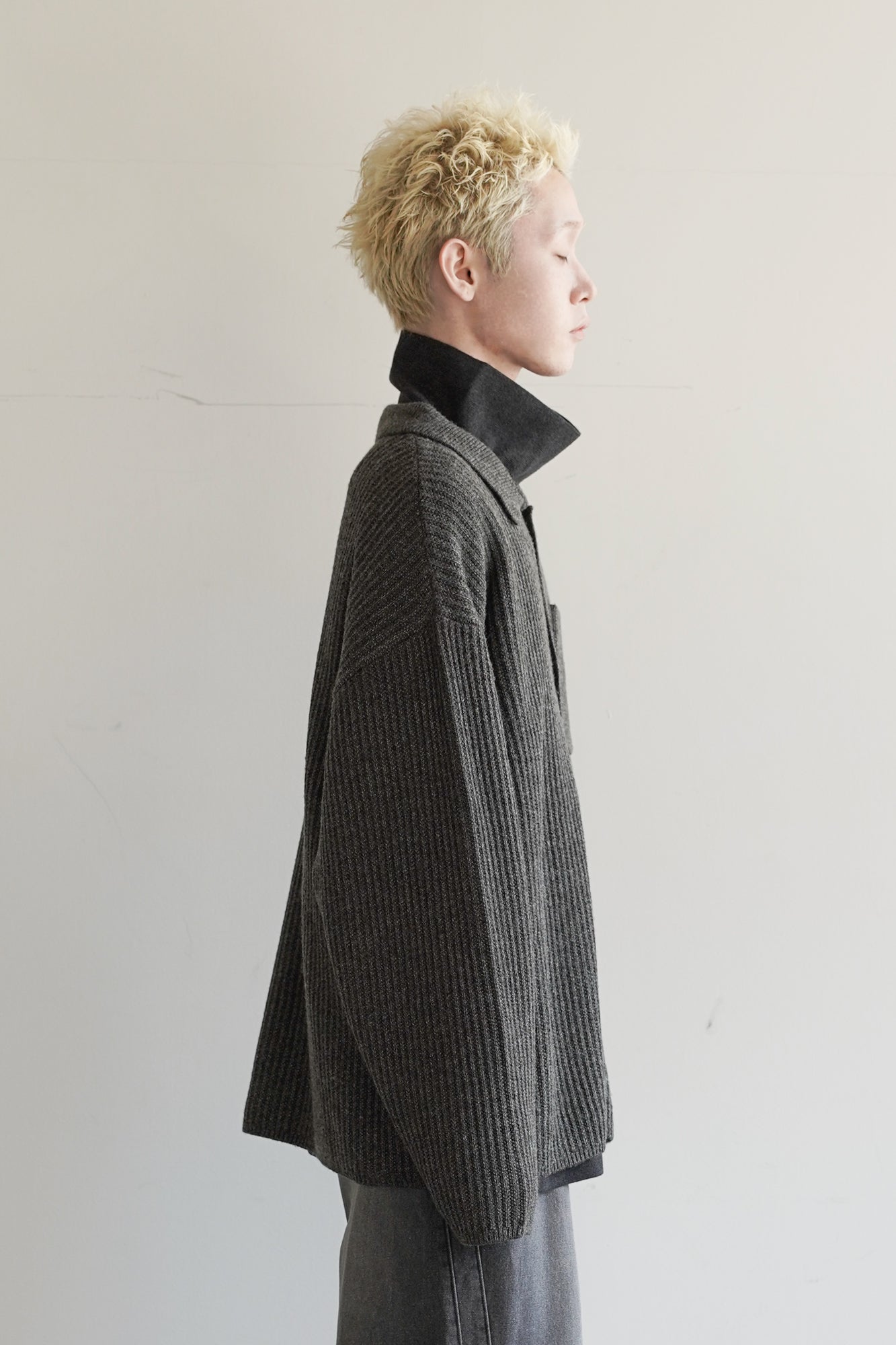 M-G OVER MELANGE KNIT SHIRT