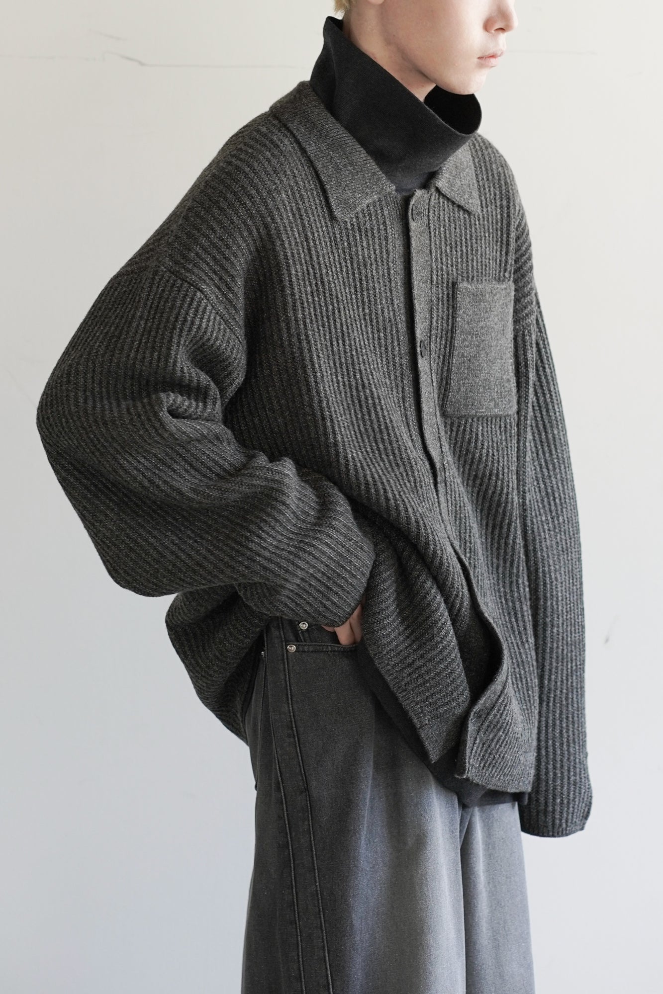 M-G OVER MELANGE KNIT SHIRT