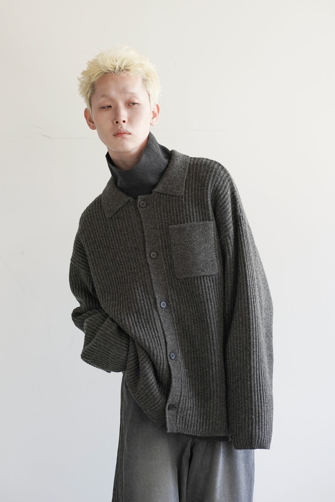 M-G OVER MELANGE KNIT SHIRT