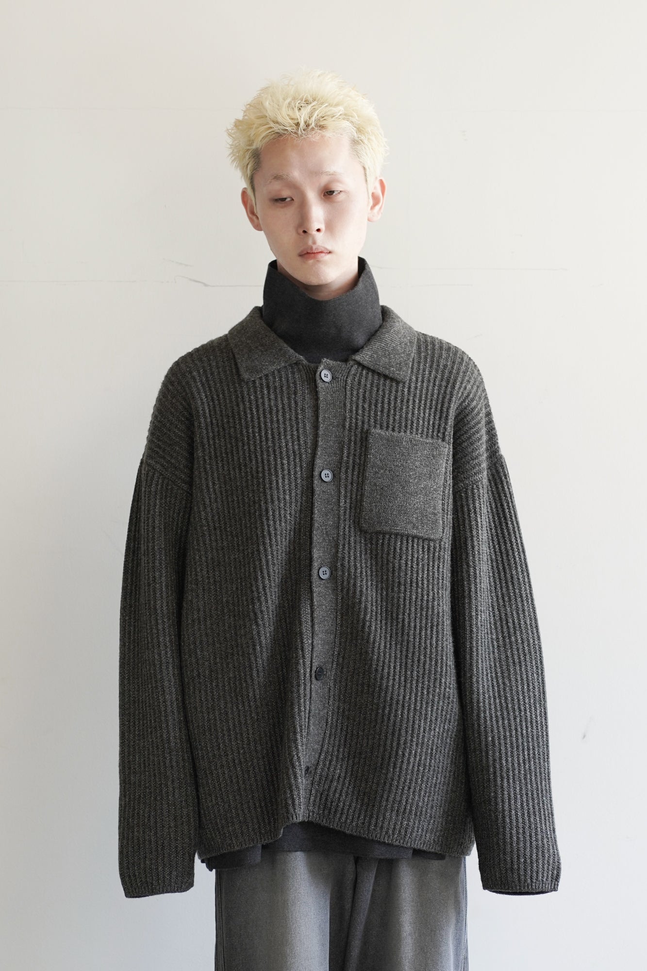 M-G OVER MELANGE KNIT SHIRT