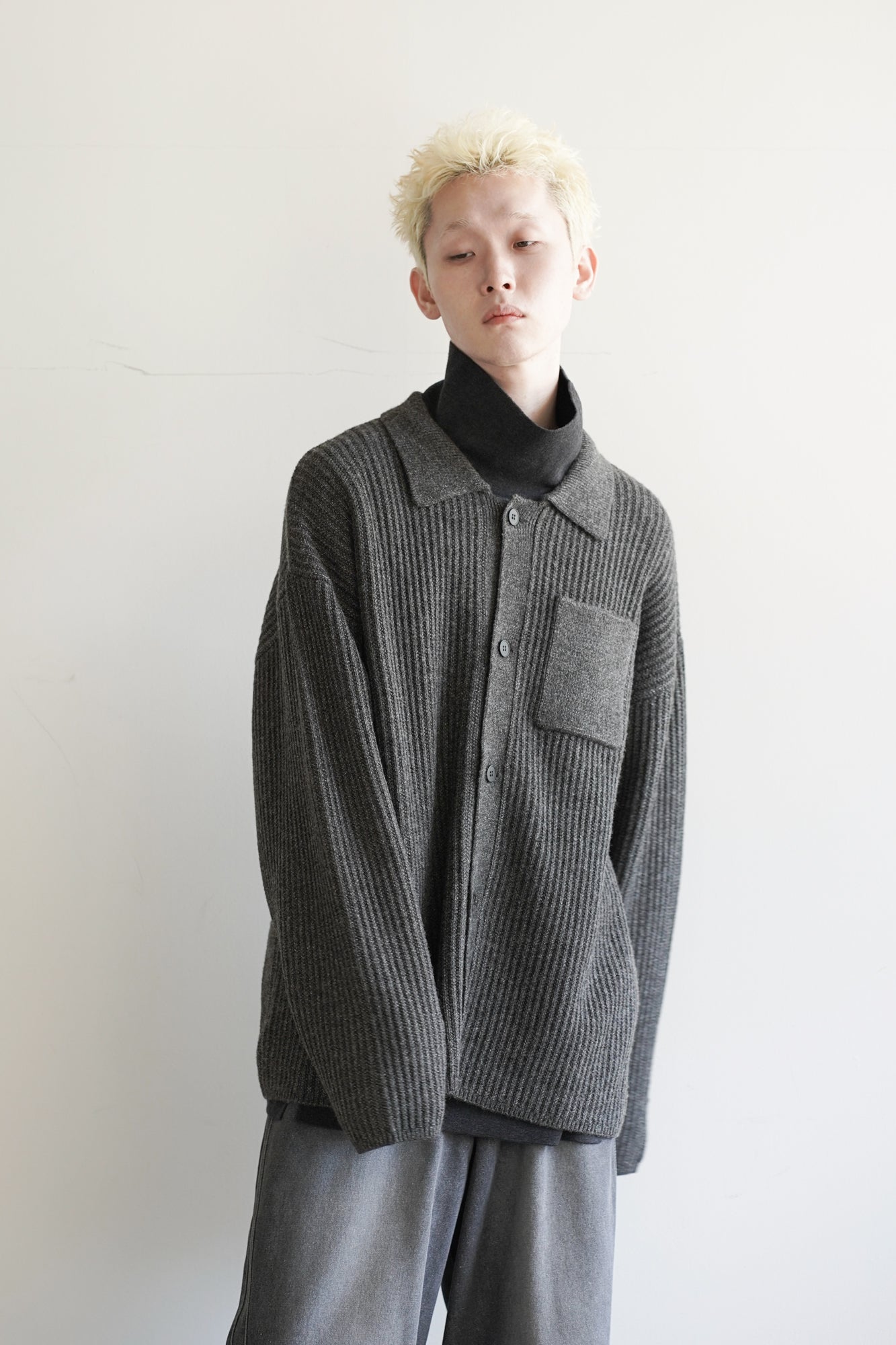 M-G OVER MELANGE KNIT SHIRT