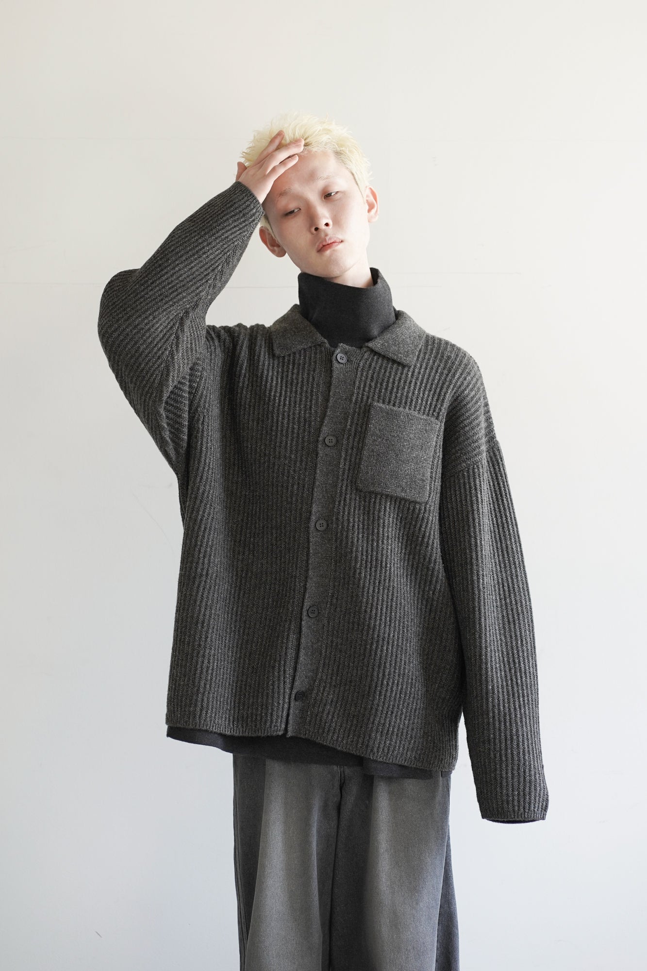 M-G OVER MELANGE KNIT SHIRT