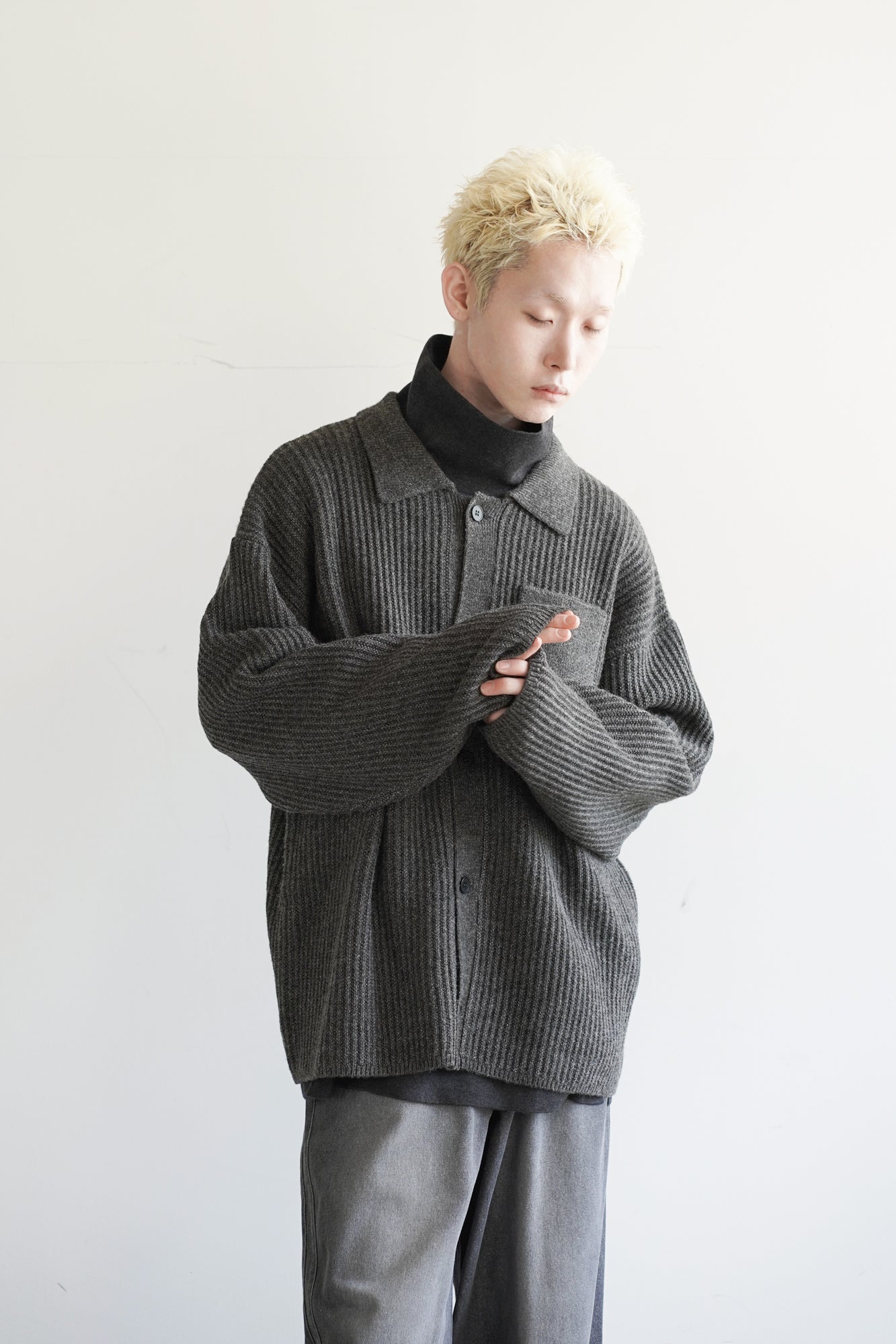 M-G OVER MELANGE KNIT SHIRT