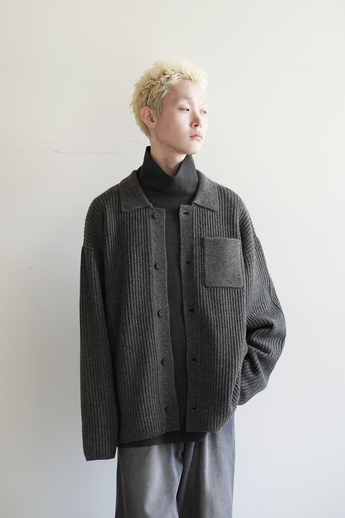 M-G OVER MELANGE KNIT SHIRT