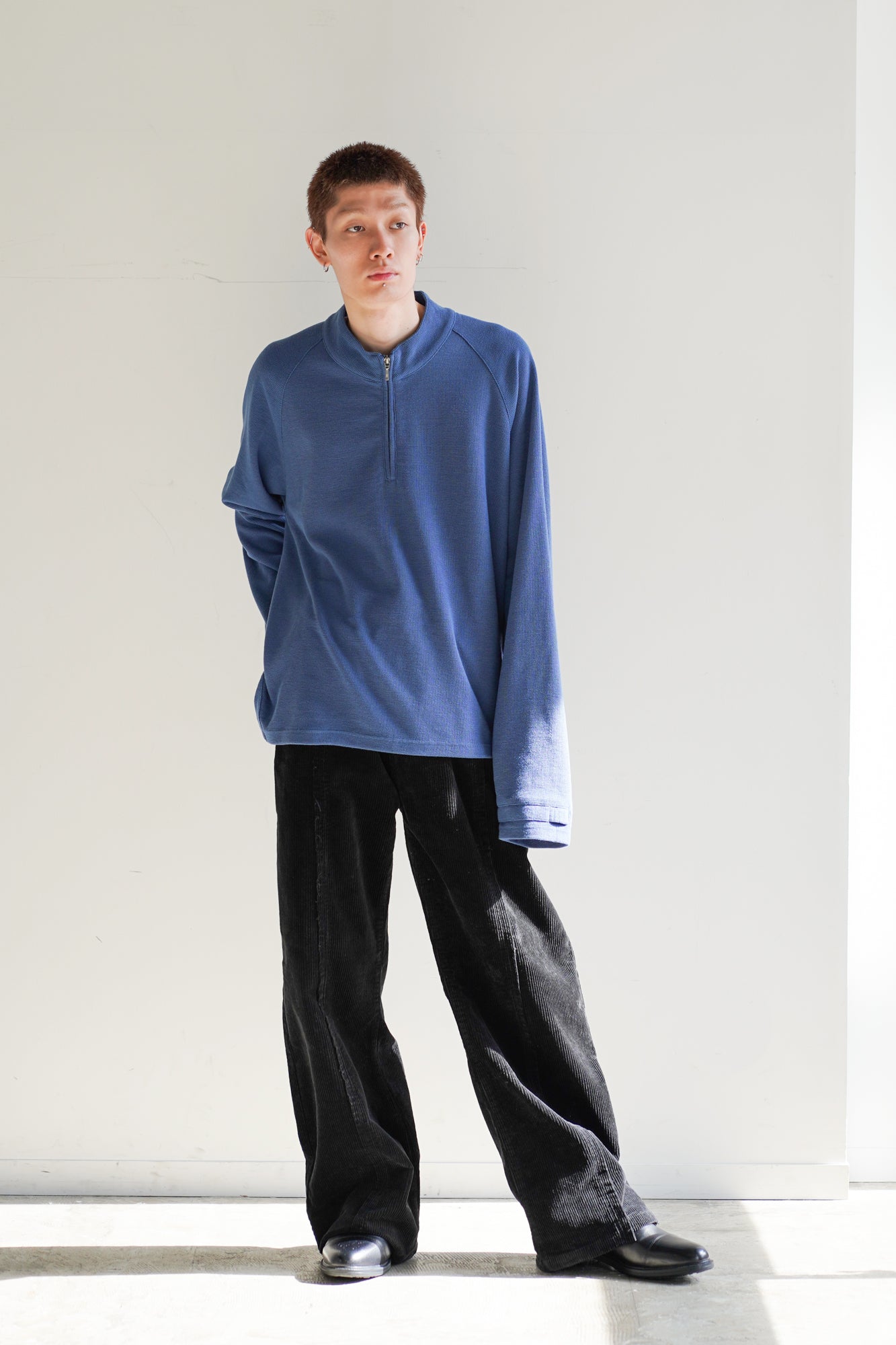 WAFFLE HALF ZIP LONG SLEEVE