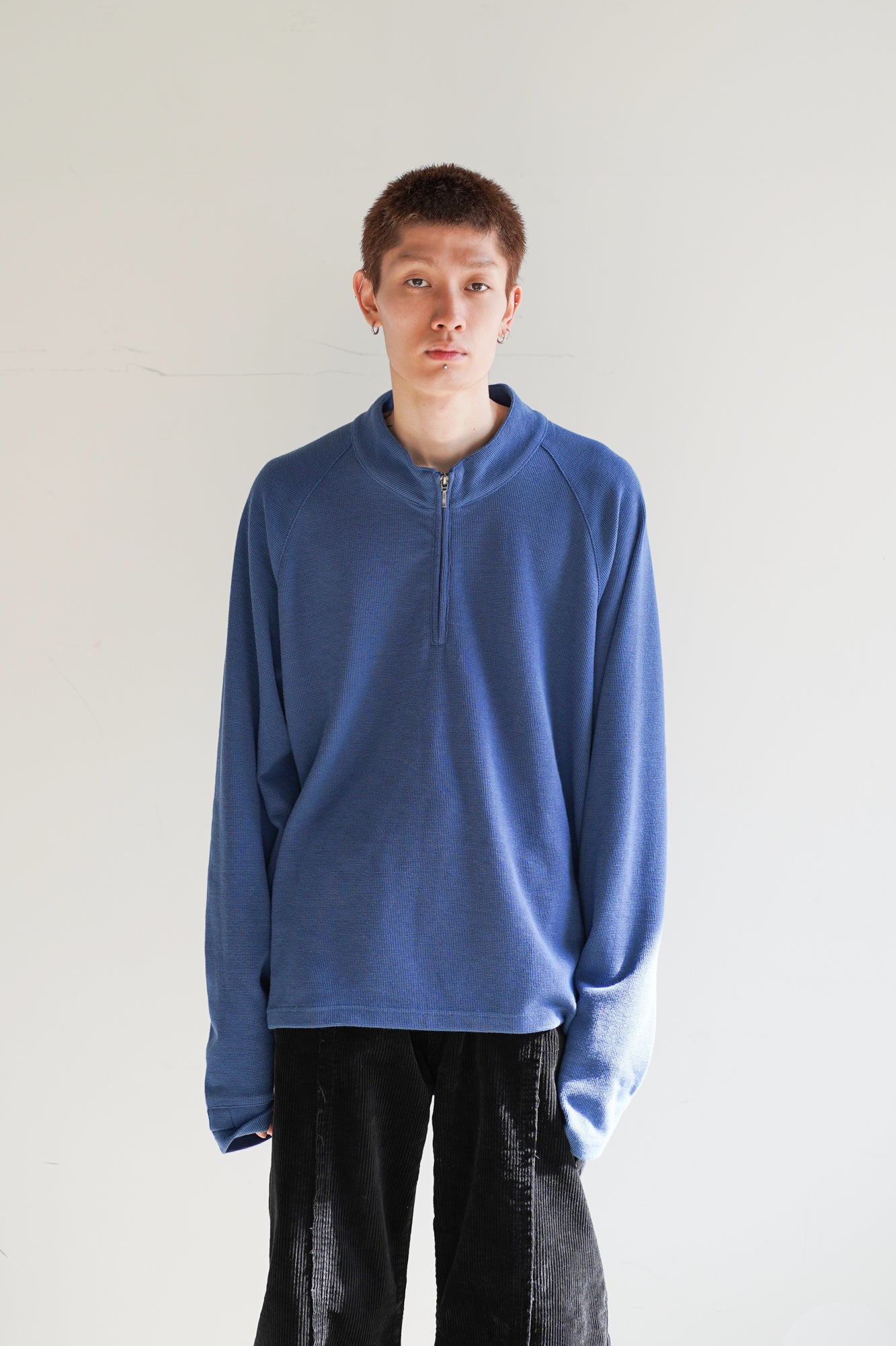 WAFFLE HALF ZIP LONG SLEEVE