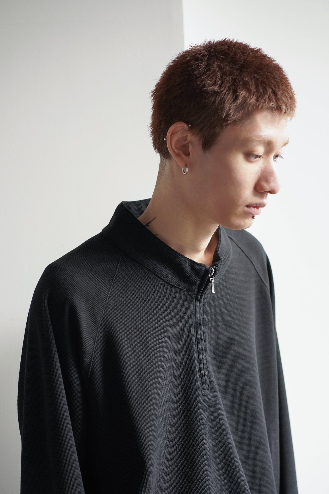 WAFFLE HALF ZIP LONG SLEEVE