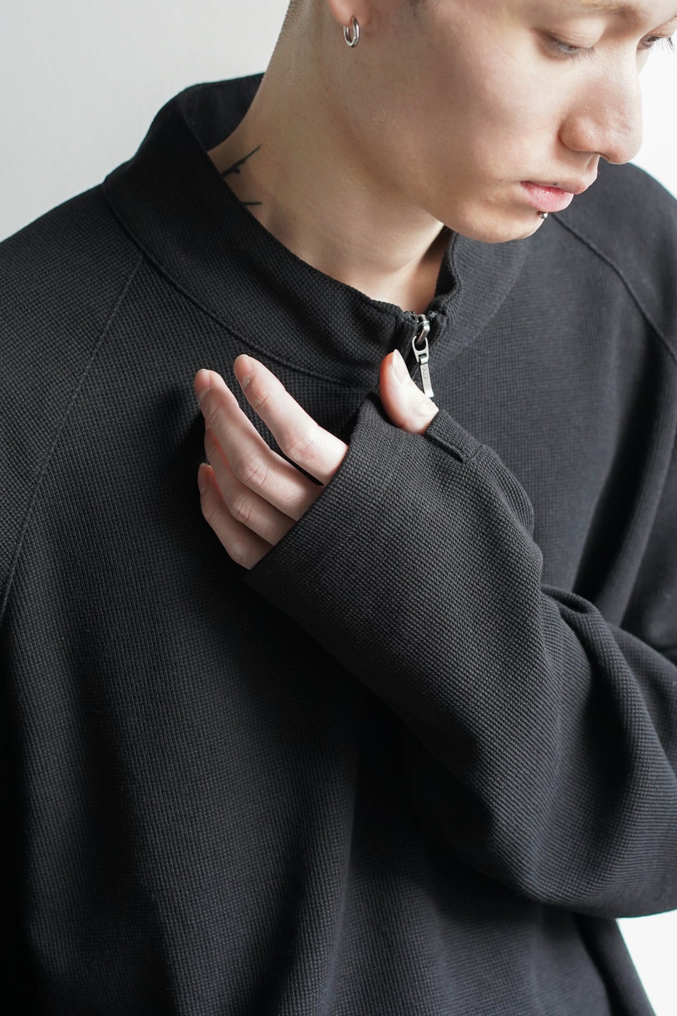 WAFFLE HALF ZIP LONG SLEEVE