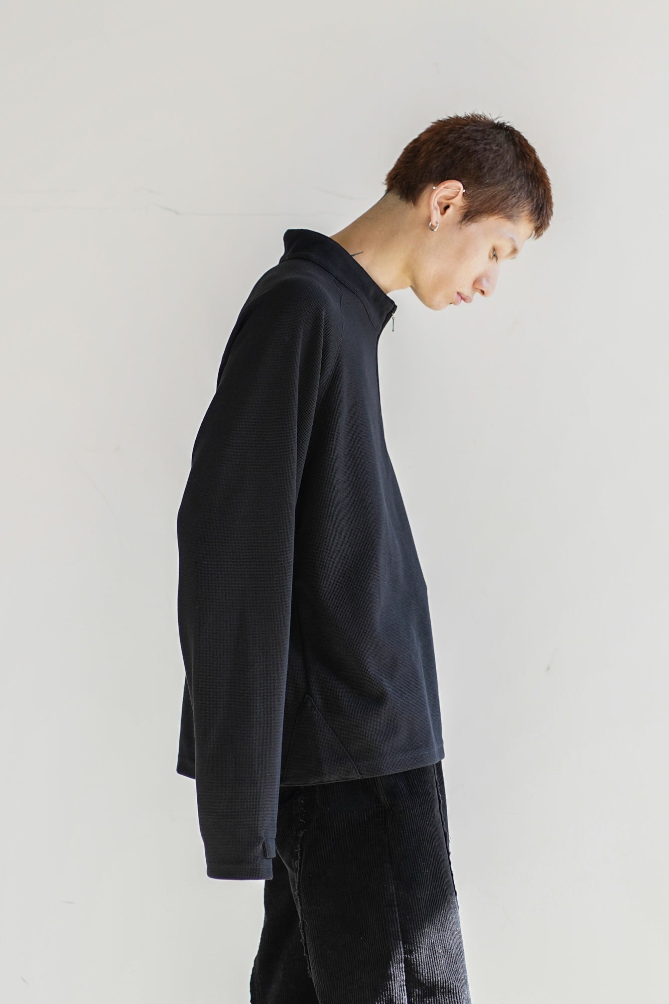 WAFFLE HALF ZIP LONG SLEEVE