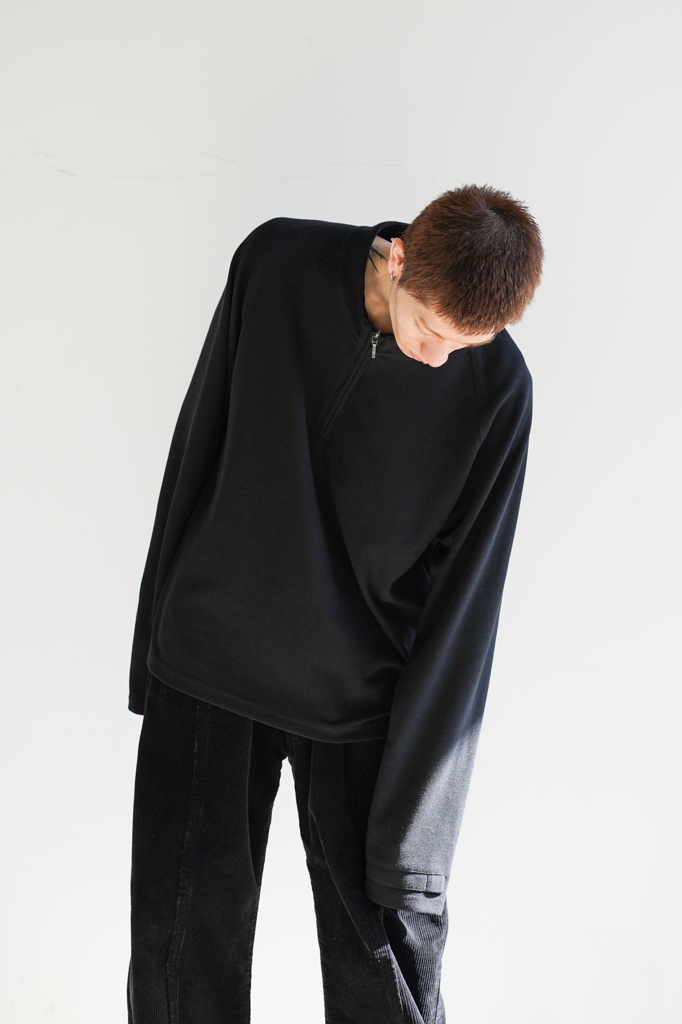 WAFFLE HALF ZIP LONG SLEEVE