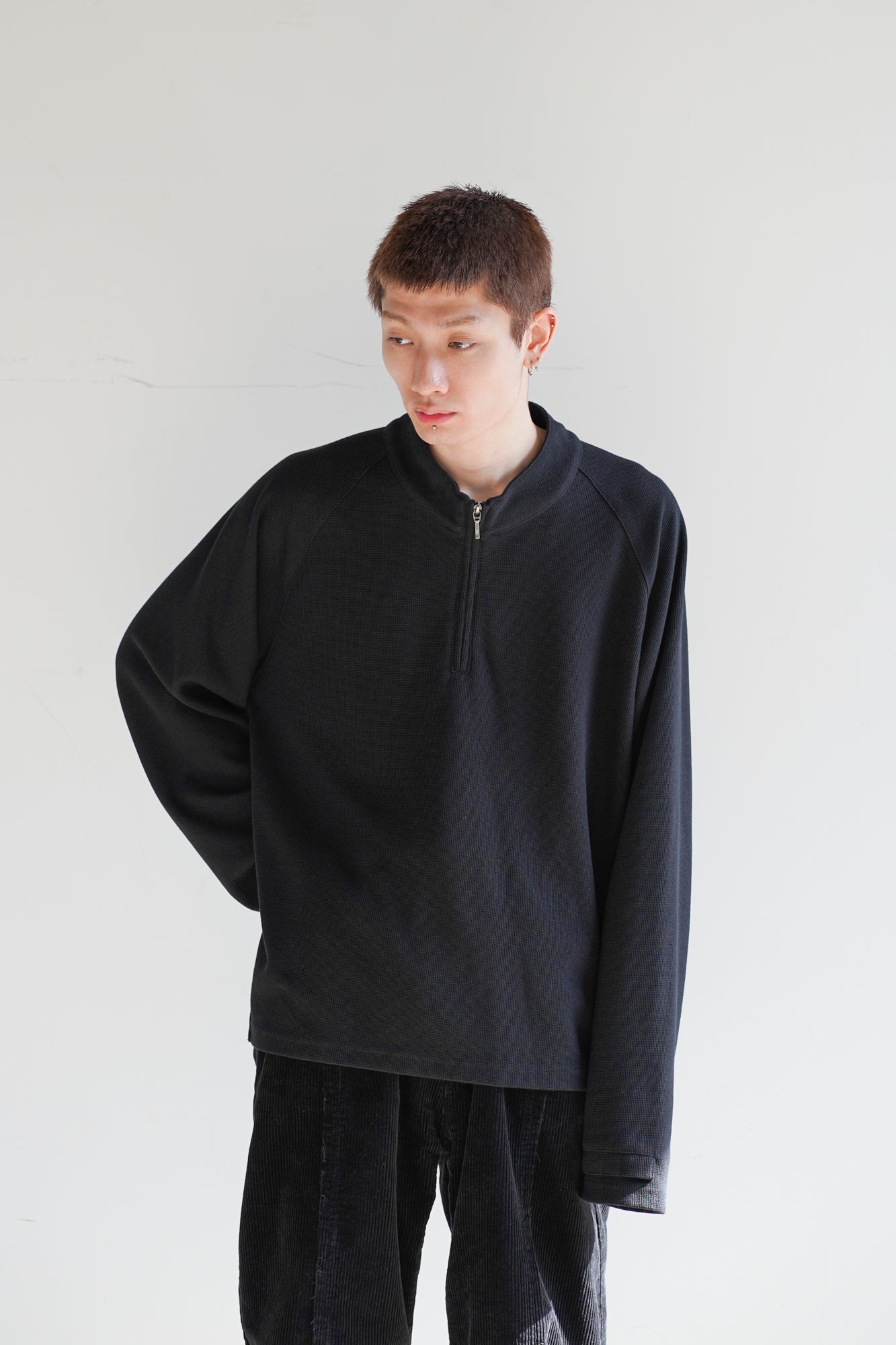 WAFFLE HALF ZIP LONG SLEEVE