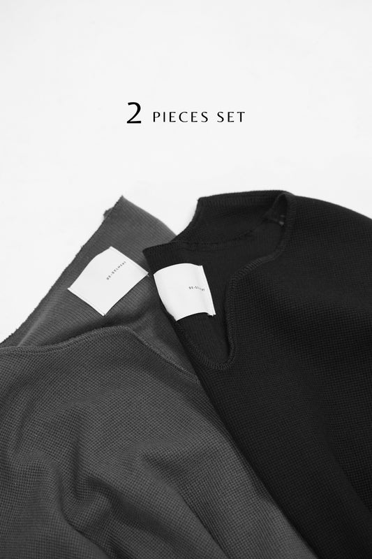 【2枚SET】WAFFLE KEYNECK T-SHIRT『組み合わせ自由』